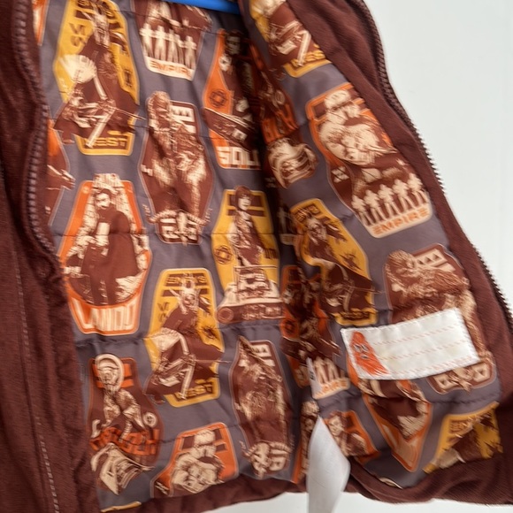 Disney Star Wars Han Solo bomber jacket faux suede . Boy size 5/6 - Picture 4 of 8